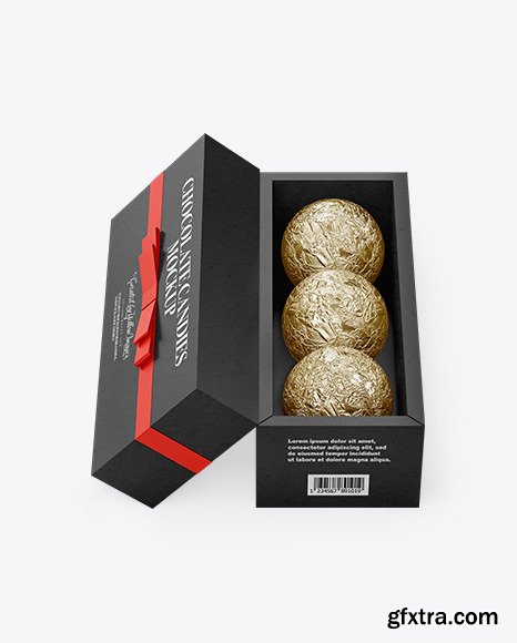 Kraft Paper Box with Chocolates in Foil Mockup 82540