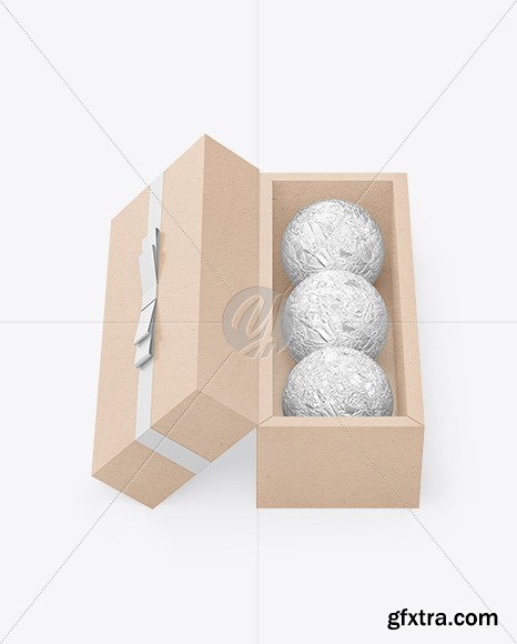 Kraft Paper Box with Chocolates in Foil Mockup 82540