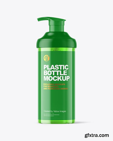 Color Plastic Cosmetic Bottle with Pump Mockup 82501