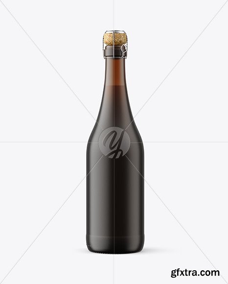 Frosted Amber Glass Bottle w/ Red Wine mockup 82566