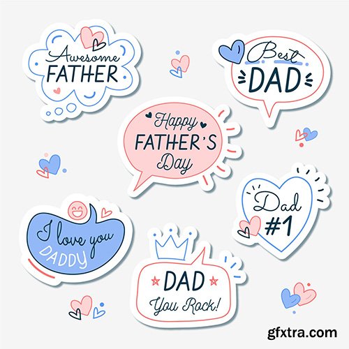 Hand-drawn fathers day badge collection