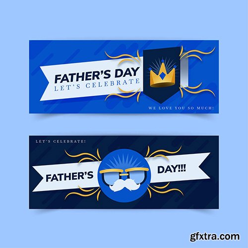 Flat fathers day banners set