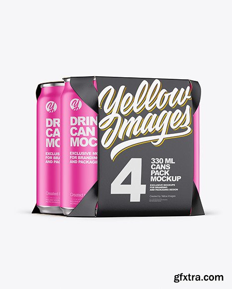 Carton Pack W/ 4 Matte Cans Mockup 82765