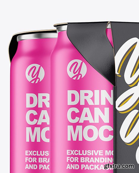 Carton Pack W/ 4 Matte Cans Mockup 82765