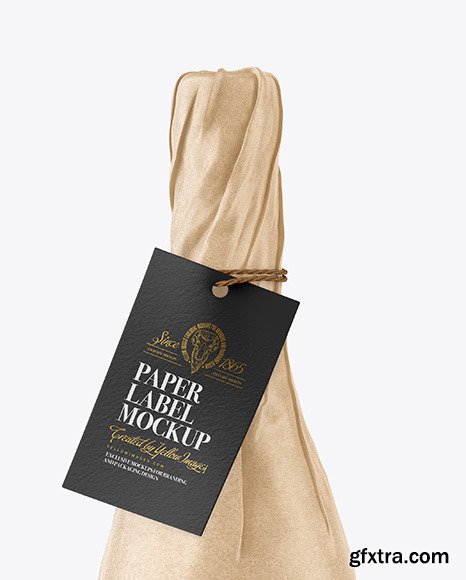 Wine Bottle in Kraft Paper Wrap Mockup 82776