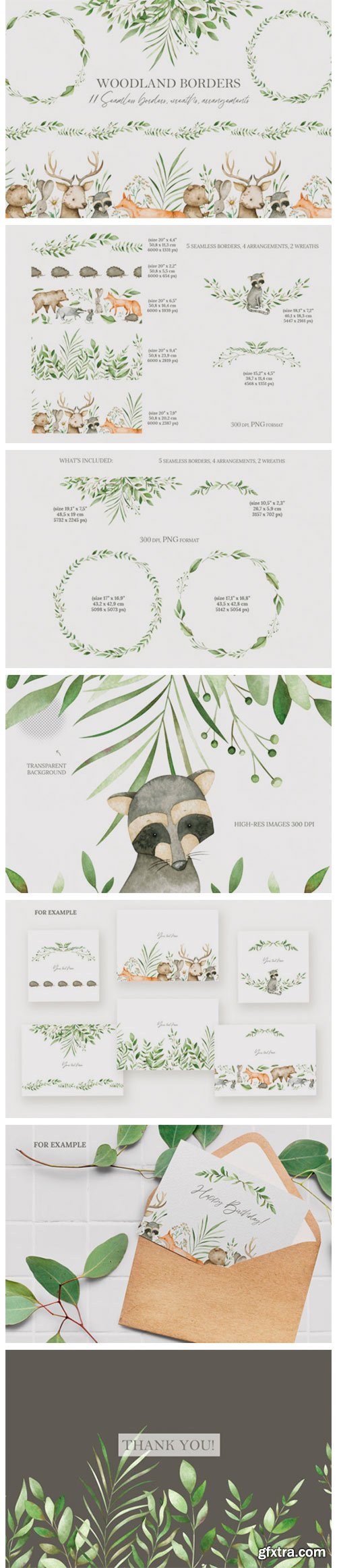 Watercolor Woodland Borders Clipart 11767174