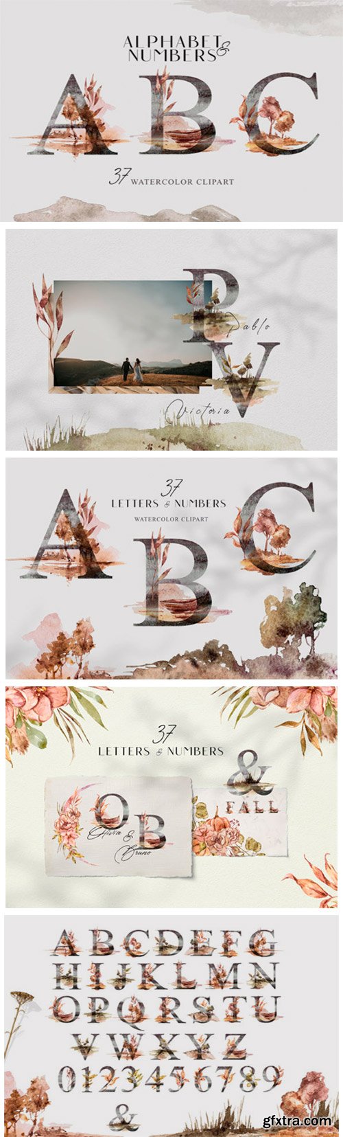 Watercolor Floral Alphabet Clipart 11643001