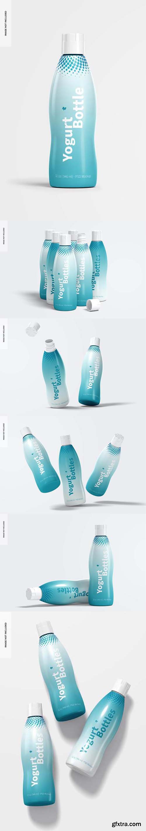 32 oz yogurt bottles set mockup