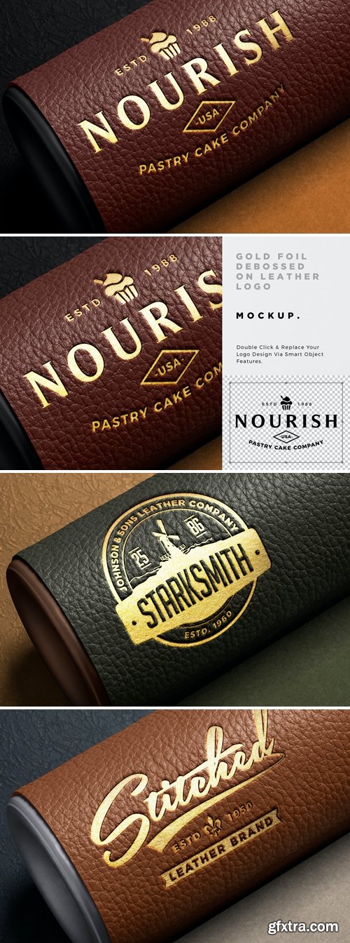 Gold Foil Leather Deboss Logo Mockup