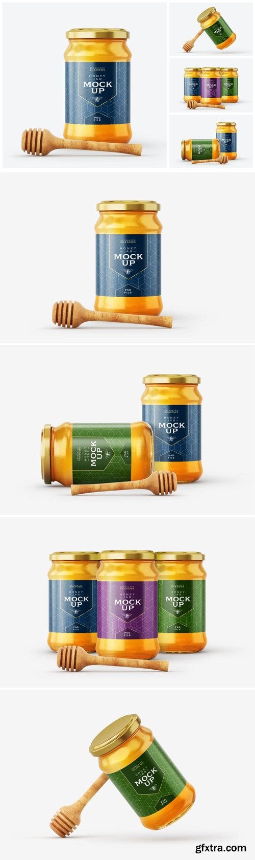 Honey Jar Mockup Set With Dipper