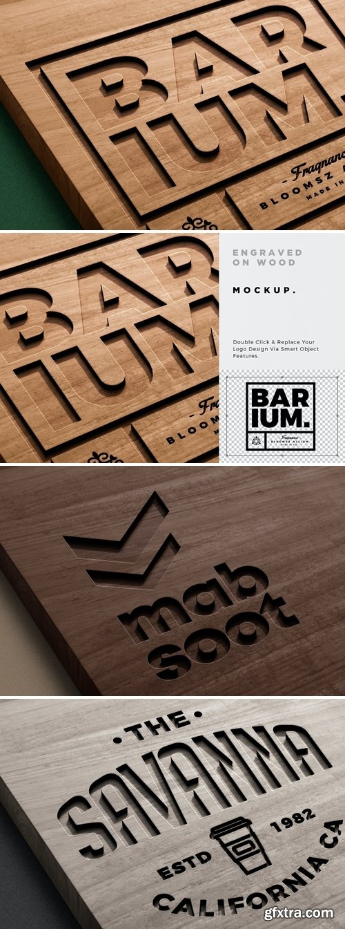 Engraved Wood Logo Mockup