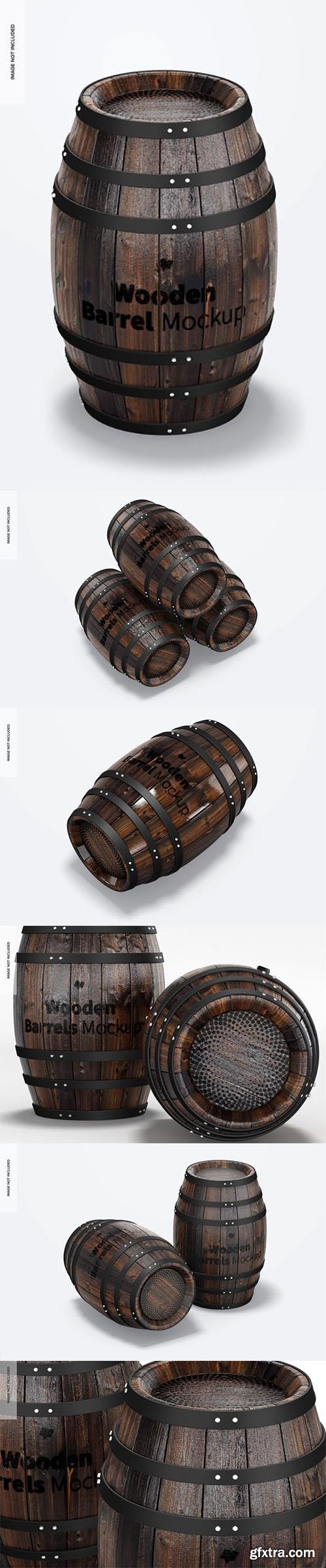 Wooden barrels mockup