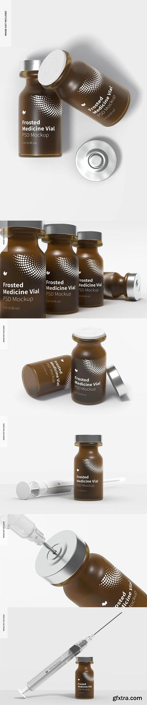 2 ml frosted glass medicine vial bottles mockup