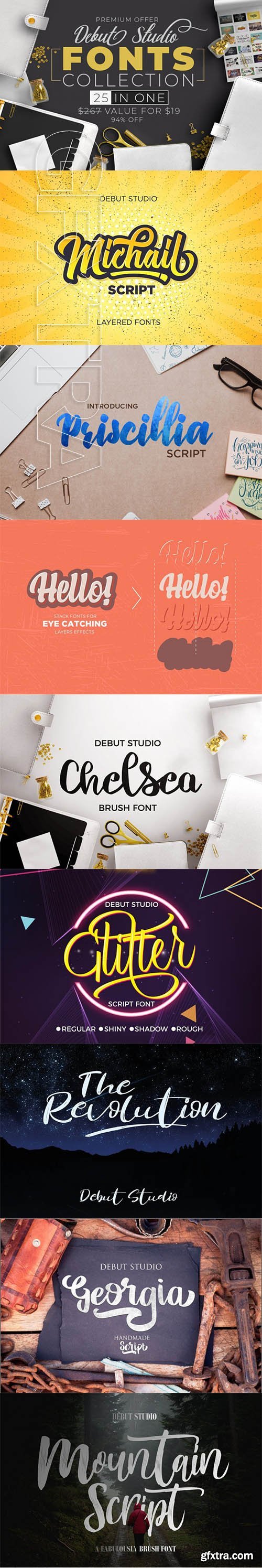 Debut Studio FONTS COLLECTION (25 in 1)