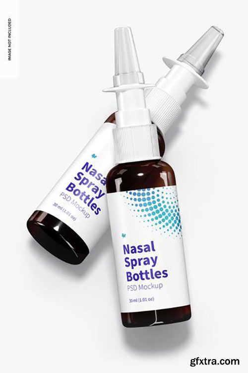 Glass nasal spray bottles mockup