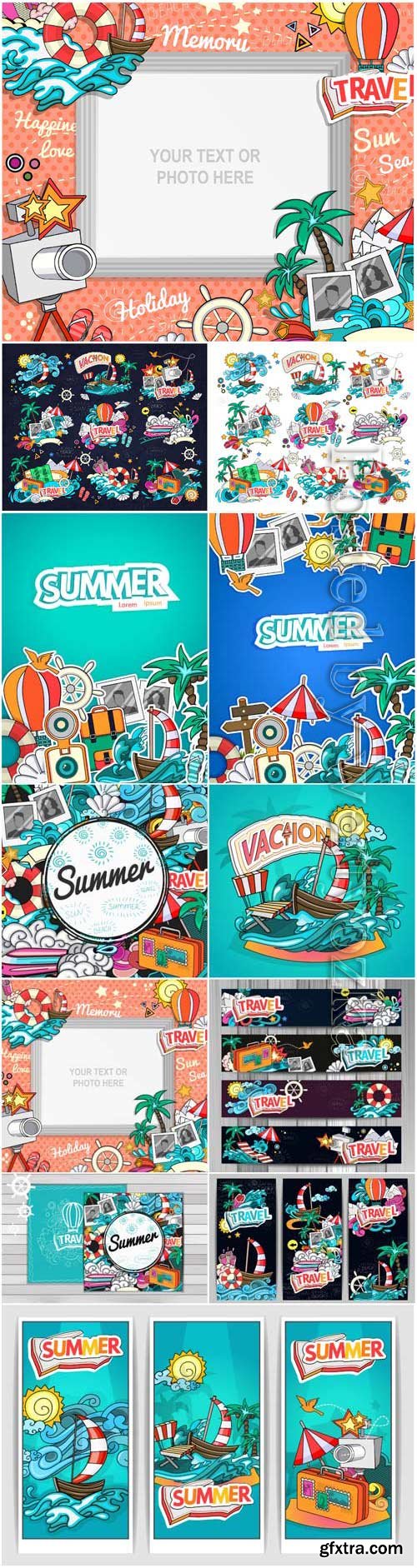 Summer banners and backgrounds in vector