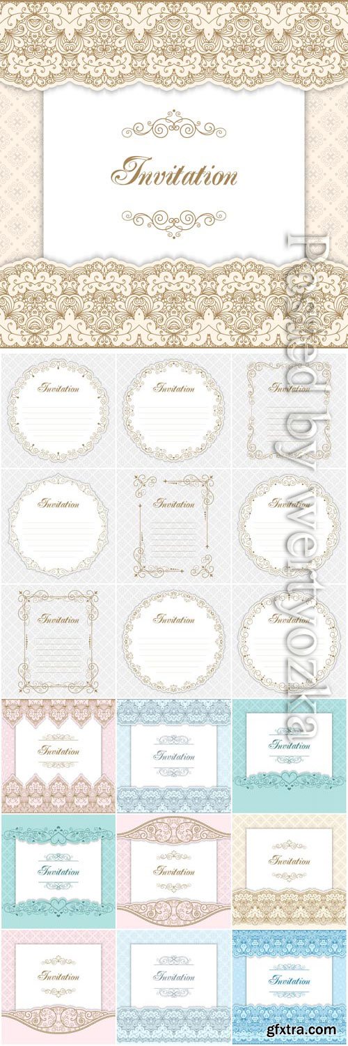 Wedding invitations and frames in vector