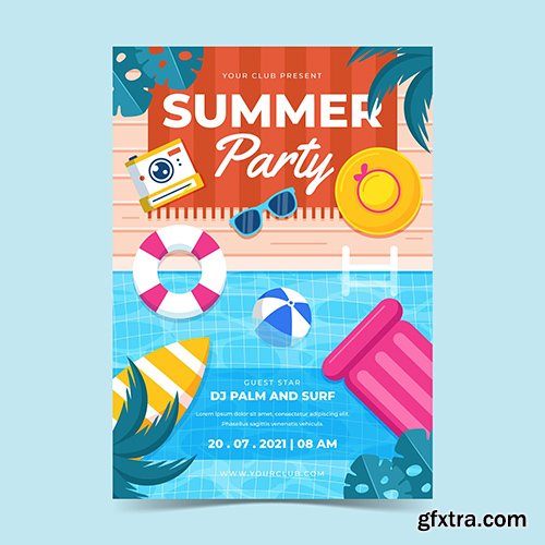 Summer party vertical poster template