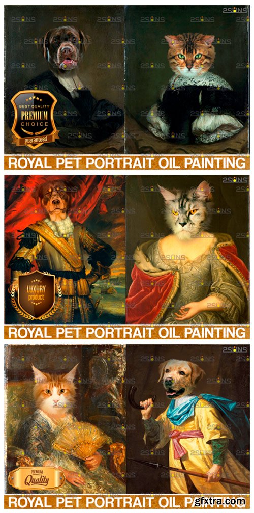 MEGA BUNDLE Royal Pet Portrait Templates 9450948