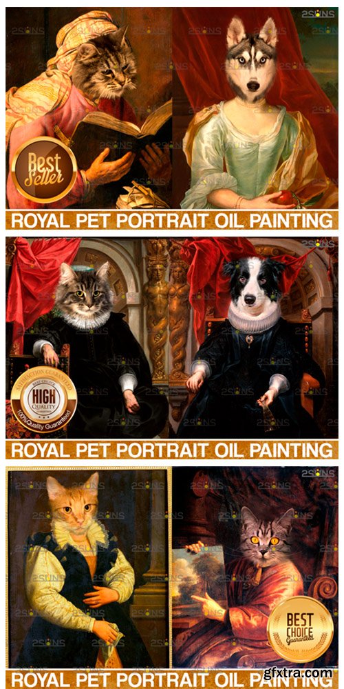 MEGA BUNDLE Royal Pet Portrait Templates 9450948