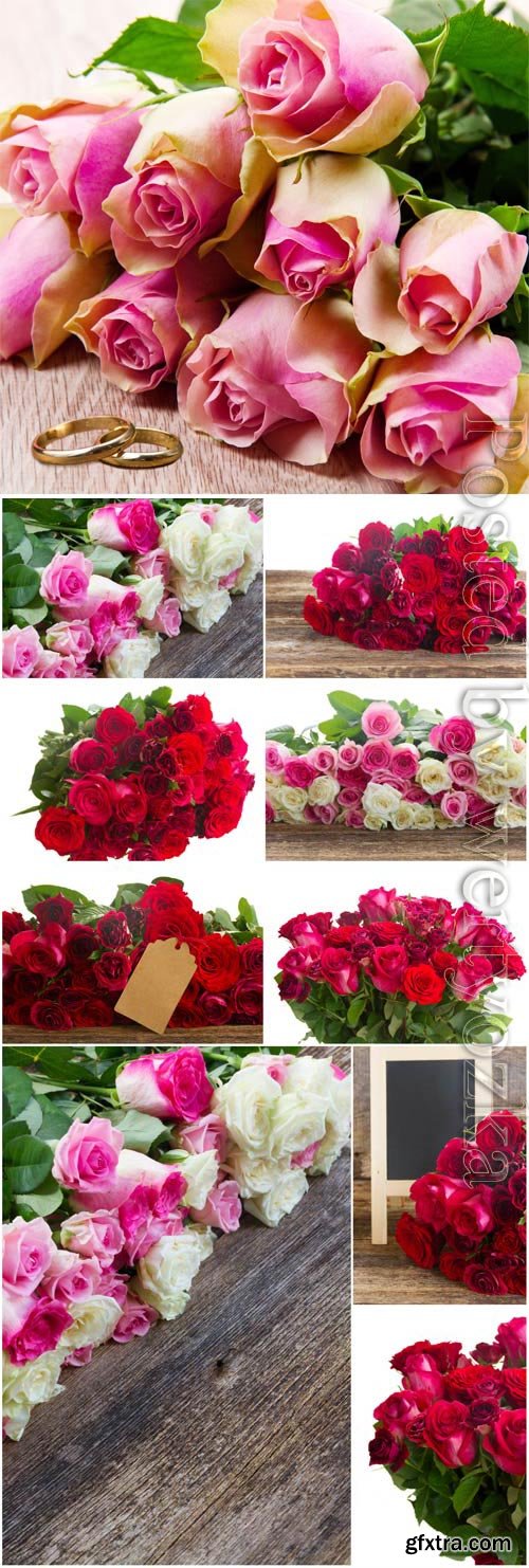 Bouquets of lovely roses stock photo