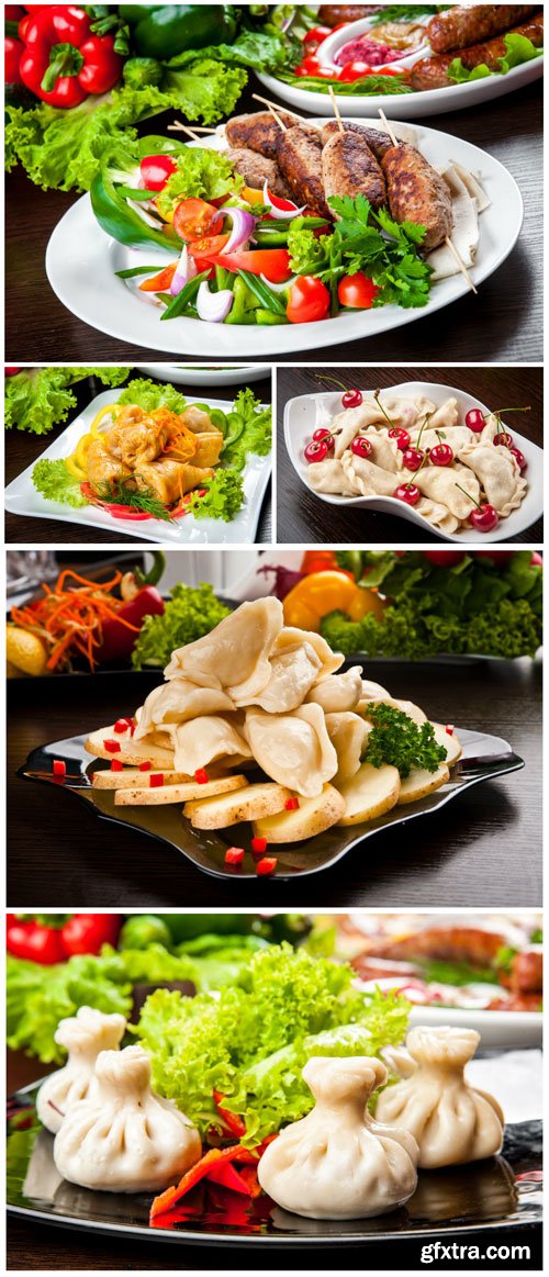 Dumplings, russian cuisine stock photo