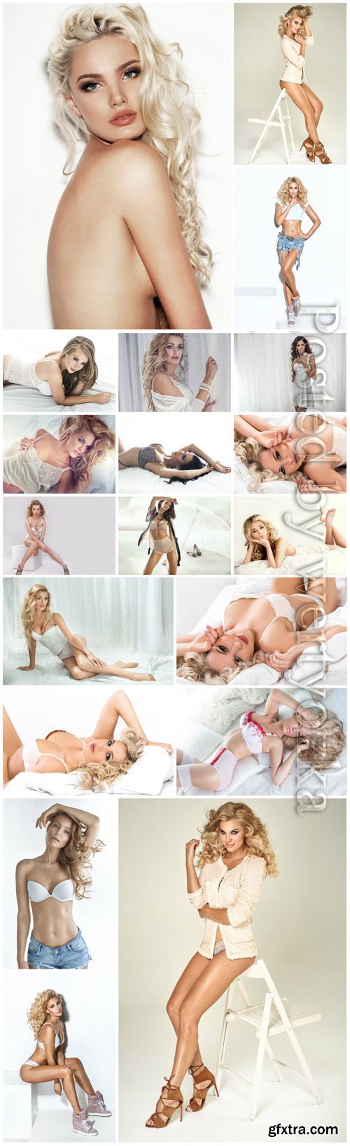 Beautiful blonde girls in lingerie stock photo