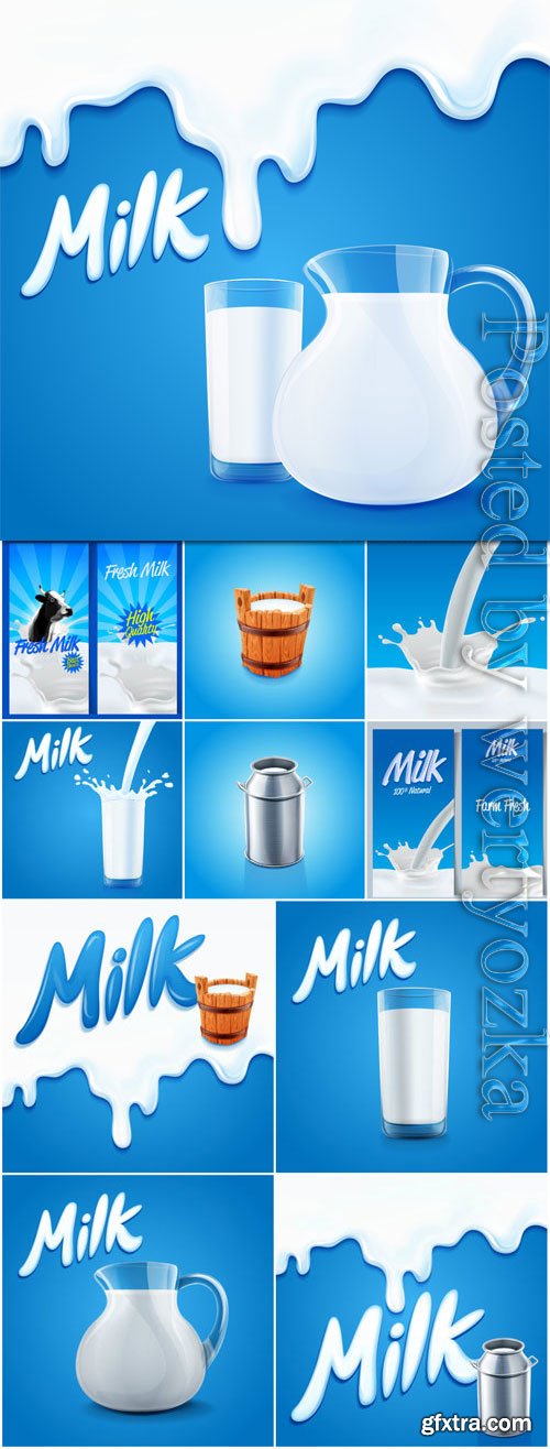 Milk backgrounds and banners in vector