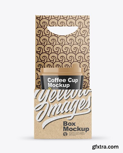 Glossy Coffee Cups in Kraft Paper Holder Mockup 82747