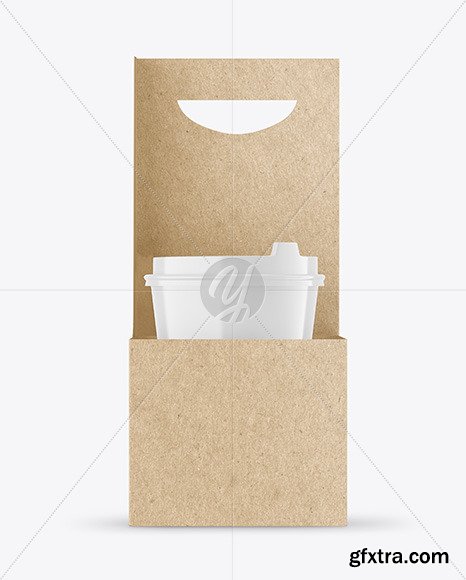 Glossy Coffee Cups in Kraft Paper Holder Mockup 82747