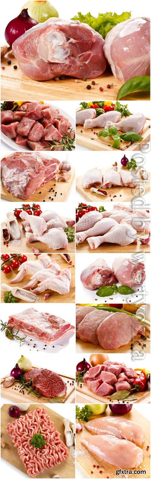 Fresh pork and chicken meat stock photo