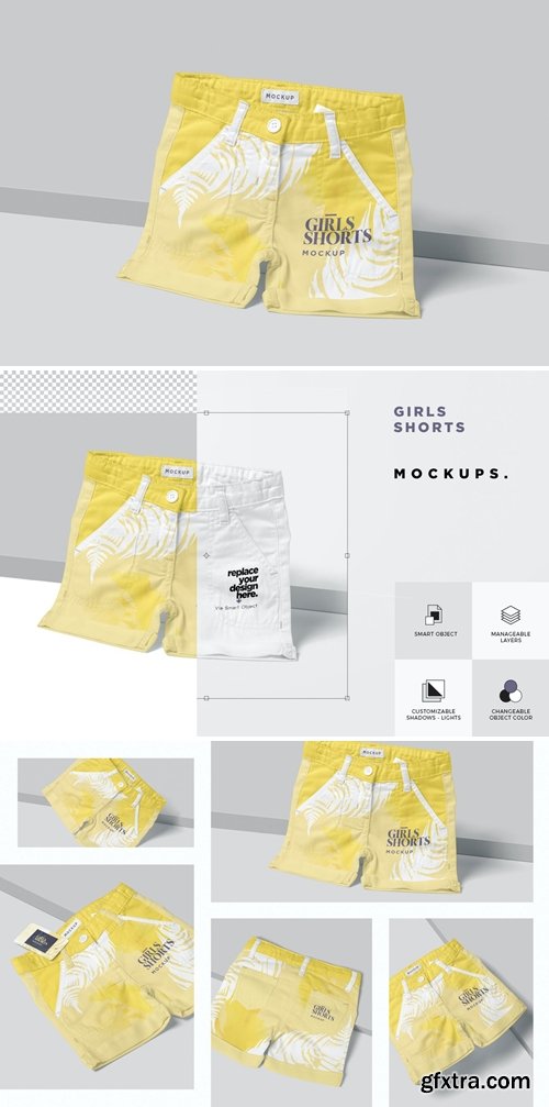 Girls Canvas Shorts Mockups