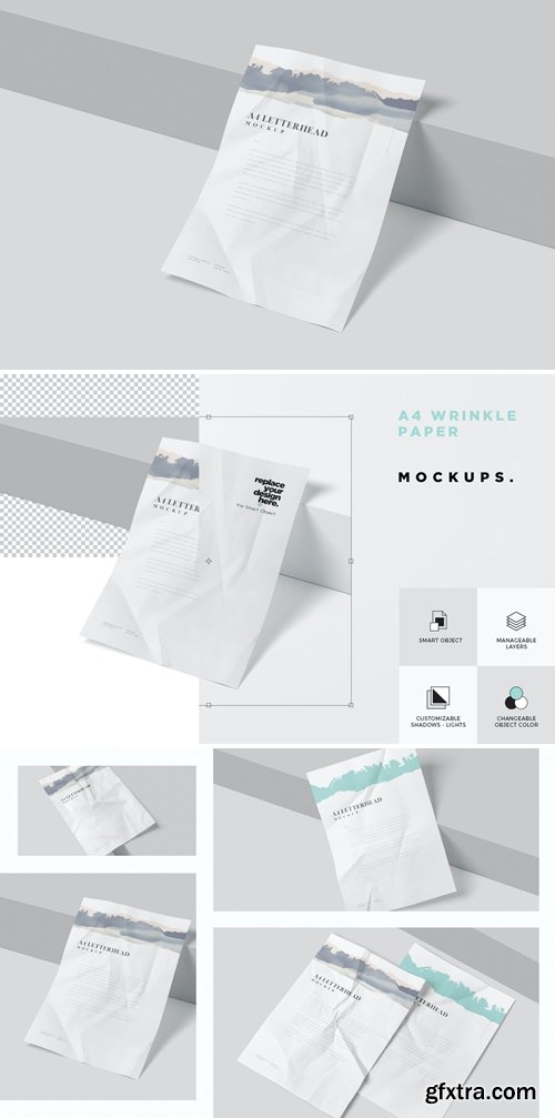 A4 Wrinkle Paper Mockups