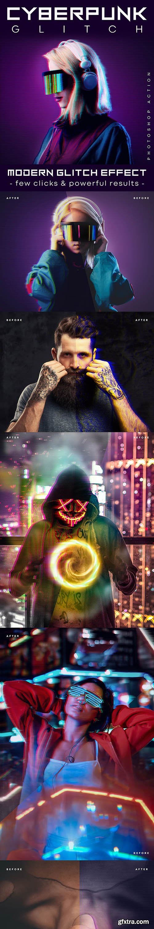 GraphicRiver - CyberPunk Glitch Photoshop Action 26048065