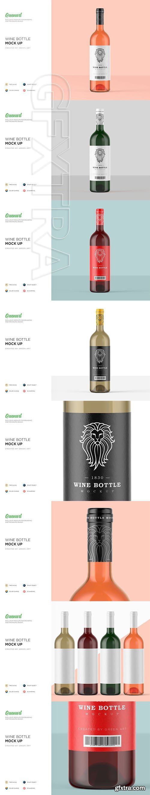 CreativeMarket - Clear Glass Wine Bottle Mockup 2795267