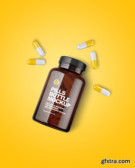 Amber Bottle with Pills Mockup 82632