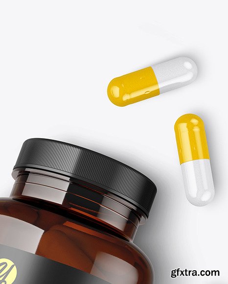 Amber Bottle with Pills Mockup 82632