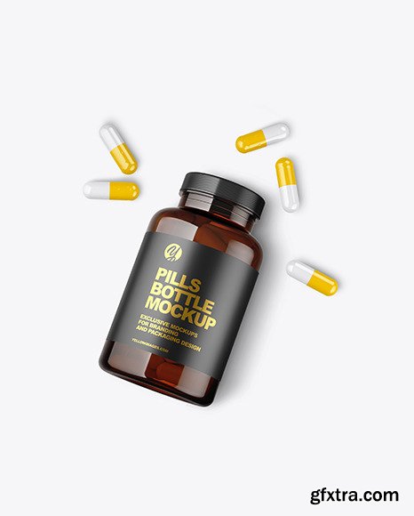 Amber Bottle with Pills Mockup 82632