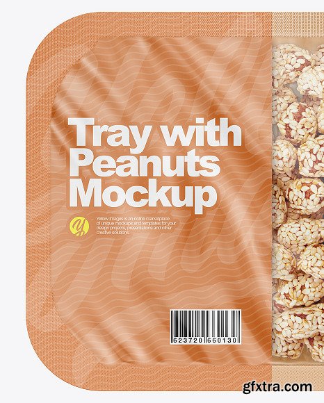 Tray With Sesame Coated Peanuts Mockup 82579