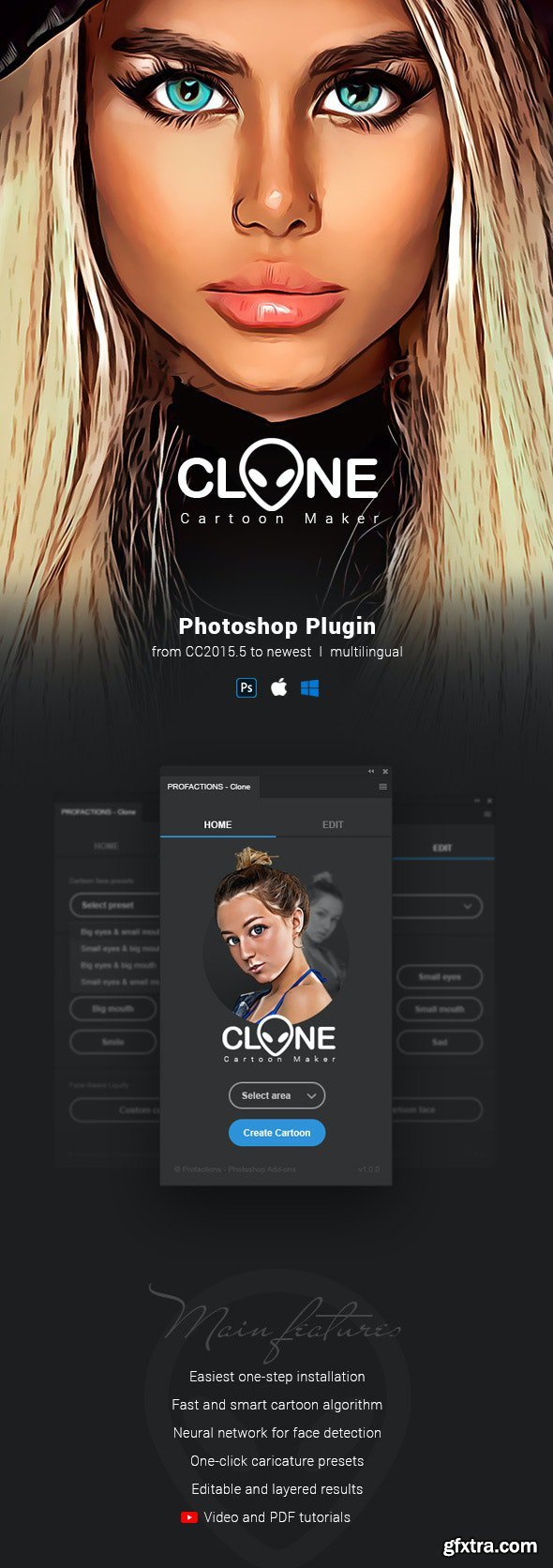 GraphicRiver - Cartoon Maker - Clone - Photoshop Plugin 28654885 » GFxtra