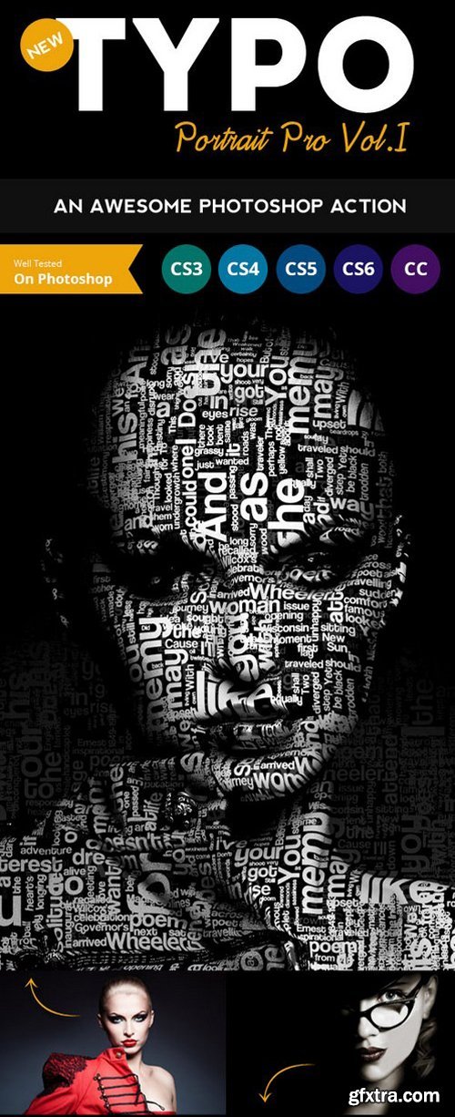 Graphicriver - - 10777433 Typo Portrait Pro Photoshop Action