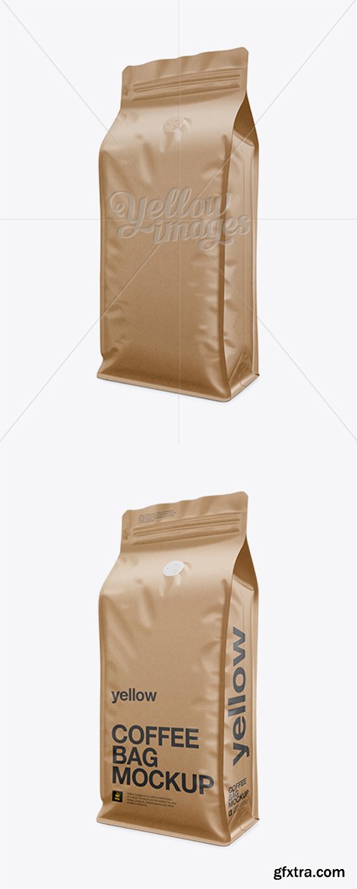 Kraft Paper Coffee Bag Mockup / Front 3/4 View 10985