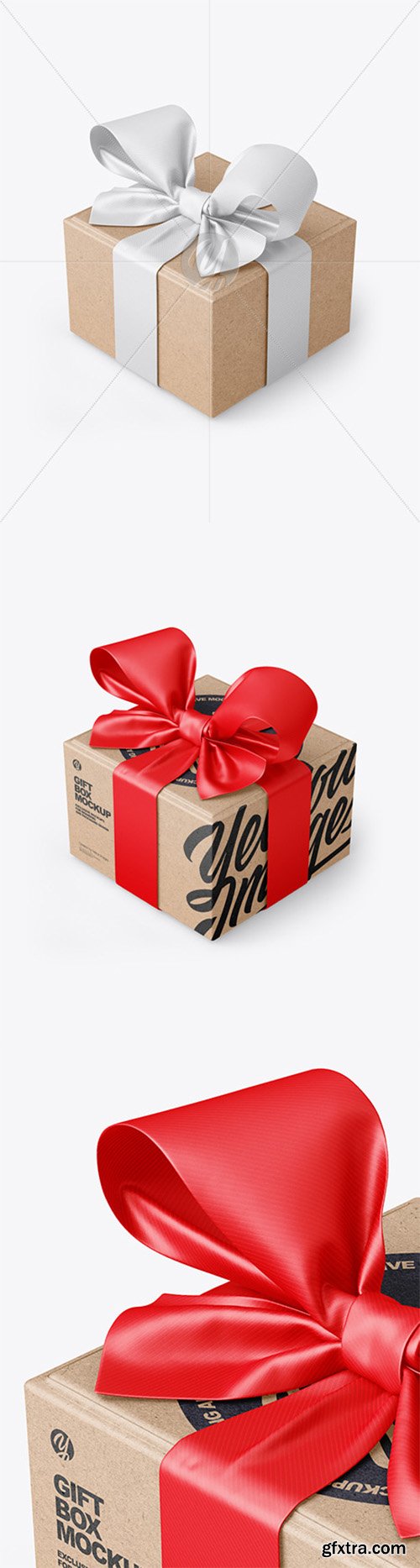 Kraft Paper Gift Box With Tied Bow Mockup 79780