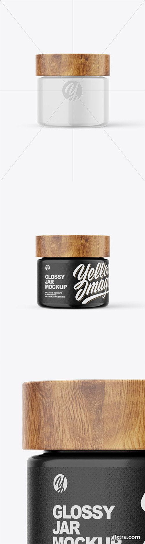 60ml Glossy Jar W/ Wooden Lid Mockup 80016