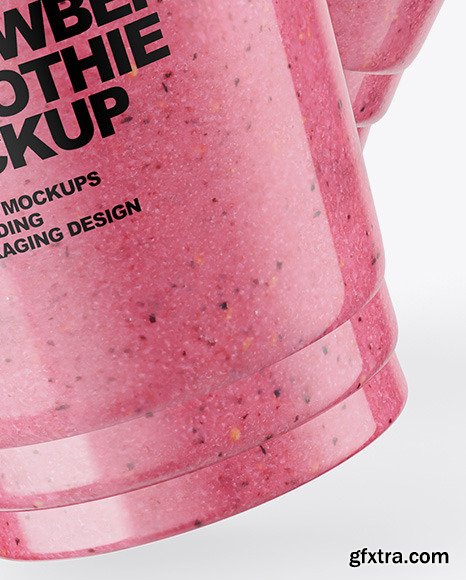 Two Strawberry Smoothie Cups Mockup 83225