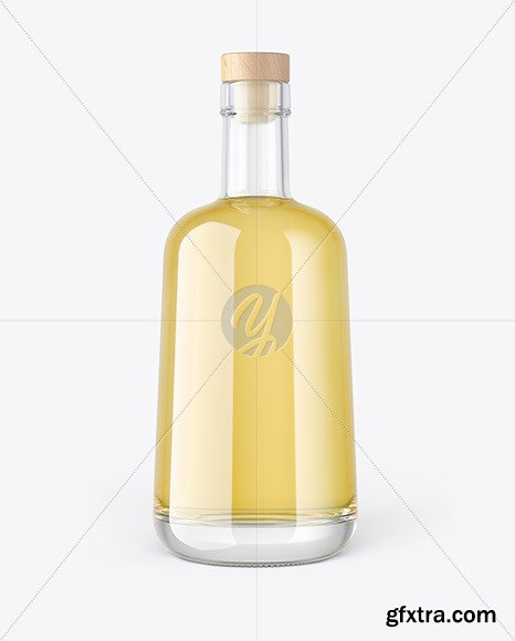 Gold Tequila Bottle with Wooden Cap Mockup 82695