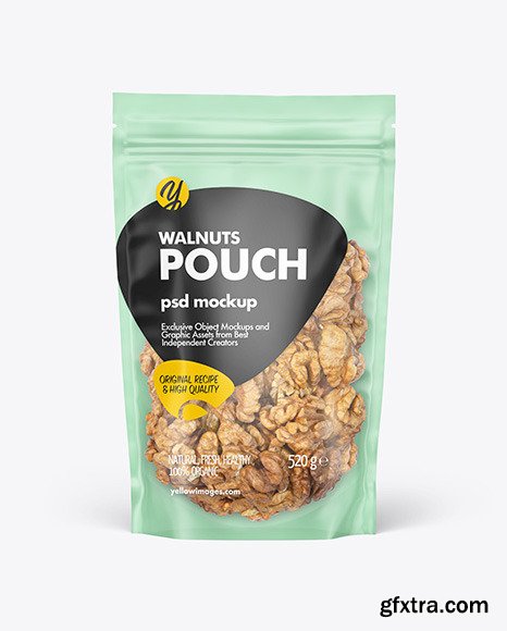 Frosted Plastic Pouch w/ Walnuts Mockup 82559