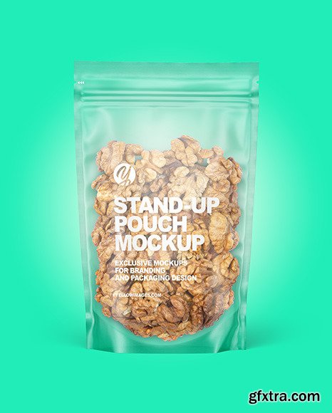 Frosted Plastic Pouch w/ Walnuts Mockup 82559