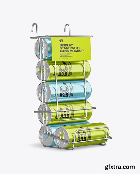 Display Stand w/ Metallic Cans Mockup 83212