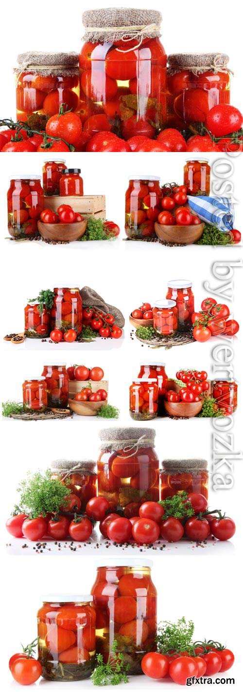 Tomatoes, canned vegetables stock photo